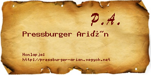 Pressburger Arián névjegykártya